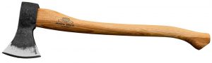 Helko Werk Germany Black Forest Woodworker Axe strapped to the side of your bug out bag